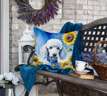 Load image into Gallery viewer, White Poodle in Sunflowers Throw Pillow