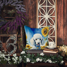 Load image into Gallery viewer, White Poodle in Sunflowers Throw Pillow