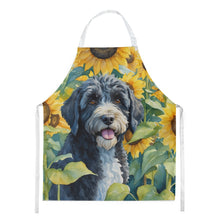Load image into Gallery viewer, Portuguese Water Dog in Sunflowers Apron – Artist-Designed Kitchen, BBQ &amp; Craft Apron