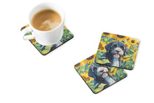 Load image into Gallery viewer, Portuguese Water Dog in Sunflowers Coasters - Set of 4 Lightweight Foam, Absorbent Drink Coasters