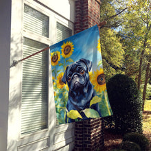 Load image into Gallery viewer, Pug in Sunflowers House Flag