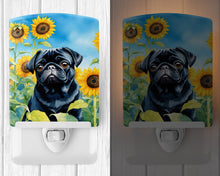 Load image into Gallery viewer, Pug in Sunflowers Ceramic Night Light