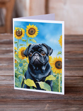 Load image into Gallery viewer, Pug in Sunflowers Greeting Cards - Blank Note Cards – 8-Pack of Artist-Designed Cards with Envelopes