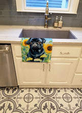 Load image into Gallery viewer, Pug in Sunflowers Kitchen Towel