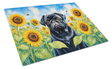 Load image into Gallery viewer, Pug in Sunflowers Cutting Board Tempered Glass Kitchen Cutting Surface, Heat Resistant Chopping Board with Non-Slip Feet, Decorative Food Prep &amp; Serving