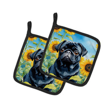 Load image into Gallery viewer, Pug in Sunflowers Pot Holders - Set of 2 Decorative Kitchen Helpers | Made in the USA