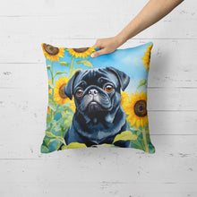 Load image into Gallery viewer, Pug in Sunflowers Throw Pillow