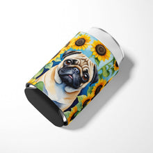 Load image into Gallery viewer, Pug in Sunflowers Can or Bottle Hugger
