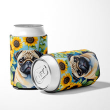 Load image into Gallery viewer, Pug in Sunflowers Can or Bottle Hugger