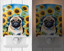 Load image into Gallery viewer, Pug in Sunflowers Ceramic Night Light