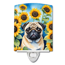 Load image into Gallery viewer, Pug in Sunflowers Ceramic Night Light