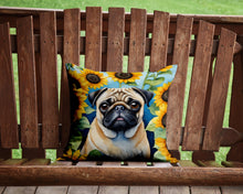 Load image into Gallery viewer, Pug in Sunflowers Throw Pillow - 14x14 Decorative Pillow – Art for Your Home &amp; Patio