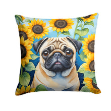 Load image into Gallery viewer, Pug in Sunflowers Throw Pillow - 14x14 Decorative Pillow – Art for Your Home &amp; Patio