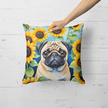 Load image into Gallery viewer, Pug in Sunflowers Throw Pillow