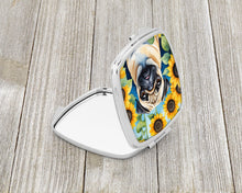 Load image into Gallery viewer, Pug in Sunflowers Compact Mirror – Stylish Purse Mirror with Artistic Covers