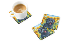 Load image into Gallery viewer, Puli in Sunflowers Coasters - Set of 4 Lightweight Foam, Absorbent Drink Coasters