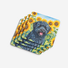 Load image into Gallery viewer, Puli in Sunflowers Coasters - Set of 4 Lightweight Foam, Absorbent Drink Coasters