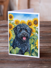 Load image into Gallery viewer, Puli in Sunflowers Greeting Cards - Blank Note Cards – 8-Pack of Artist-Designed Cards with Envelopes