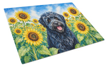 Load image into Gallery viewer, Puli in Sunflowers Cutting Board Tempered Glass Kitchen Cutting Surface, Heat Resistant Chopping Board with Non-Slip Feet, Decorative Food Prep &amp; Serving