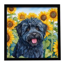 Load image into Gallery viewer, Puli in Sunflowers Framed Metal Print