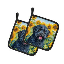 Load image into Gallery viewer, Puli in Sunflowers Pot Holders - Set of 2 Decorative Kitchen Helpers | Made in the USA