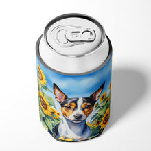 Load image into Gallery viewer, Rat Terrier in Sunflowers Can or Bottle Hugger