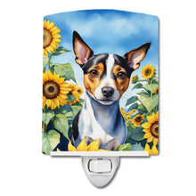 Load image into Gallery viewer, Rat Terrier in Sunflowers Ceramic Night Light