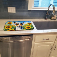 Load image into Gallery viewer, Rat Terrier in Sunflowers Dish Drying Mat Absorbent Dish Drying Mat Pad for Kitchen Counter Dish Drainer Mat for Countertop, 14 x 21", Multicolor