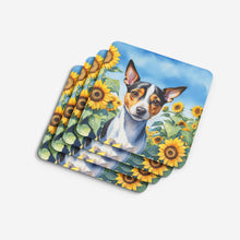 Load image into Gallery viewer, Rat Terrier in Sunflowers Coasters - Set of 4 Lightweight Foam, Absorbent Drink Coasters