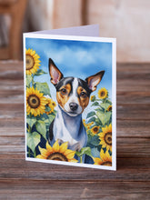 Load image into Gallery viewer, Rat Terrier in Sunflowers Greeting Cards - Blank Note Cards – 8-Pack of Artist-Designed Cards with Envelopes