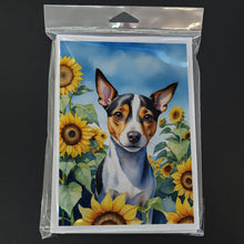 Load image into Gallery viewer, Rat Terrier in Sunflowers Greeting Cards - Blank Note Cards – 8-Pack of Artist-Designed Cards with Envelopes