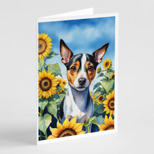 Load image into Gallery viewer, Rat Terrier in Sunflowers Greeting Cards - Blank Note Cards – 8-Pack of Artist-Designed Cards with Envelopes