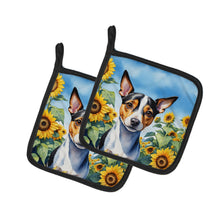 Load image into Gallery viewer, Rat Terrier in Sunflowers Pot Holders - Set of 2 Decorative Kitchen Helpers | Made in the USA