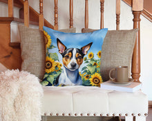 Load image into Gallery viewer, Rat Terrier in Sunflowers Throw Pillow - 14x14 Decorative Pillow – Art for Your Home &amp; Patio