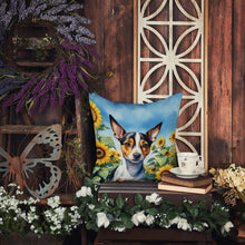 Load image into Gallery viewer, Rat Terrier in Sunflowers Throw Pillow - 14x14 Decorative Pillow – Art for Your Home &amp; Patio
