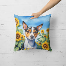 Load image into Gallery viewer, Rat Terrier in Sunflowers Throw Pillow