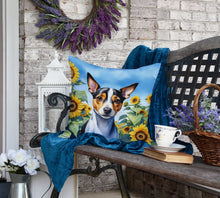 Load image into Gallery viewer, Rat Terrier in Sunflowers Throw Pillow