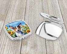 Load image into Gallery viewer, Rat Terrier in Sunflowers Compact Mirror – Stylish Purse Mirror with Artistic Covers