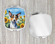 Load image into Gallery viewer, Rat Terrier in Sunflowers Compact Mirror – Stylish Purse Mirror with Artistic Covers