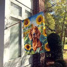 Load image into Gallery viewer, Redbone Coonhound in Sunflowers House Flag