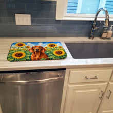 Load image into Gallery viewer, Redbone Coonhound in Sunflowers Dish Drying Mat Absorbent Dish Drying Mat Pad for Kitchen Counter Dish Drainer Mat for Countertop, 14 x 21", Multicolor