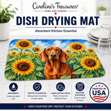 Load image into Gallery viewer, Redbone Coonhound in Sunflowers Dish Drying Mat Absorbent Dish Drying Mat Pad for Kitchen Counter Dish Drainer Mat for Countertop, 14 x 21", Multicolor