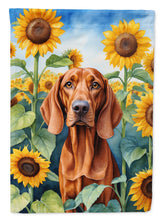 Load image into Gallery viewer, Redbone Coonhound in Sunflowers Garden Flag – Bright Dog-Themed Yard Decor