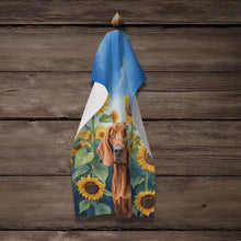 Load image into Gallery viewer, Redbone Coonhound in Sunflowers Kitchen Towel