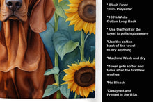 Load image into Gallery viewer, Redbone Coonhound in Sunflowers Kitchen Towel