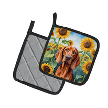 Load image into Gallery viewer, Redbone Coonhound in Sunflowers Pot Holders - Set of 2 Decorative Kitchen Helpers | Made in the USA