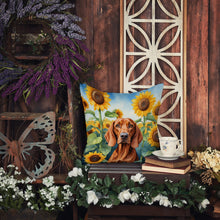 Load image into Gallery viewer, Redbone Coonhound in Sunflowers Throw Pillow - 14x14 Decorative Pillow – Art for Your Home &amp; Patio