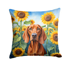 Load image into Gallery viewer, Redbone Coonhound in Sunflowers Throw Pillow - 14x14 Decorative Pillow – Art for Your Home &amp; Patio
