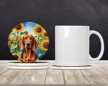 Load image into Gallery viewer, Redbone Coonhound in Sunflowers Large Sandstone Coasters Pack of 4