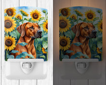 Load image into Gallery viewer, Rhodesian Ridgeback in Sunflowers Ceramic Night Light